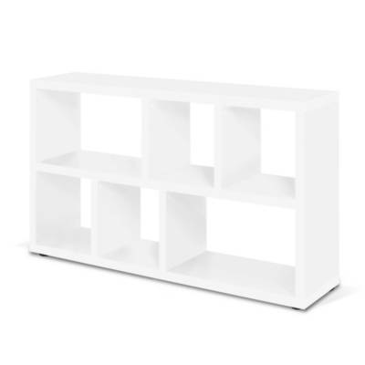 Biblioth&egrave;que 2 niveaux 150x34x83 cm d&eacute;cor blanc mat - POPPY