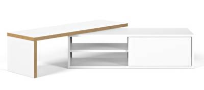 Temahome - meuble tv ""move"" 110-203cm contreplaqu&eacute; & blanc mat