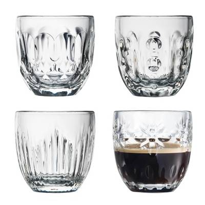Bo&icirc;te de 4 tasses &agrave; expresso troquet en verre transparent