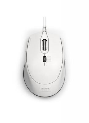 Souris silencieuse filaire Port Designs Blanc 