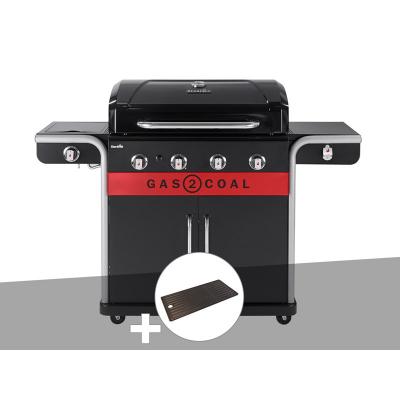 Barbecue &agrave; gaz et &agrave; charbon Gas2Coal Char-Broil 2.0 4B + Plancha