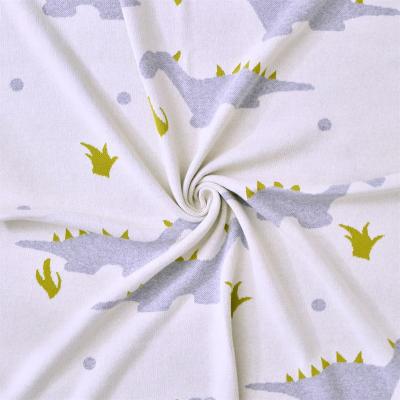 Couverture en coton bio- dino ecru COUV-TRICOT-UK-DINO-ECRU