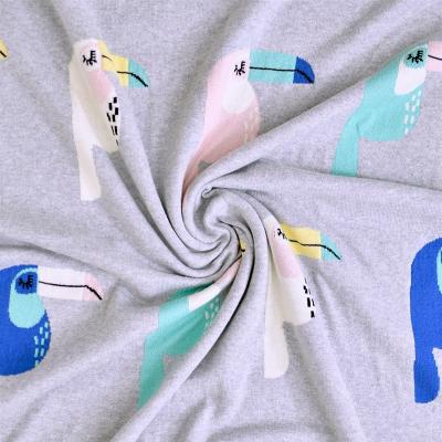 Couverture en coton bio- toucan COUV-TRICOT-UK-TOUCANS
