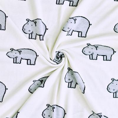 Couverture plaid en coton bio- hippo ecru COUV-TRICOT-UK-HIPPO-ECRU