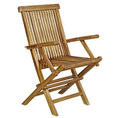 Fauteuil de jardin en teck huil&eacute; massif pliant - Marron