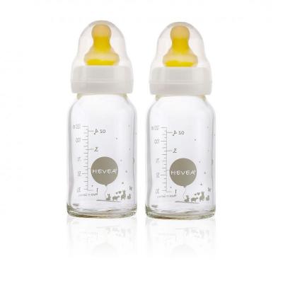 HEVEA Lot de 2 Biberons en Verre 120 ml