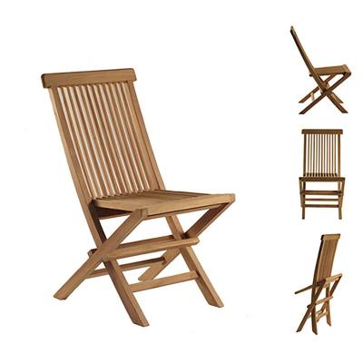 Chaise de jardin en teck massif pliante (lot de 2) - Marron