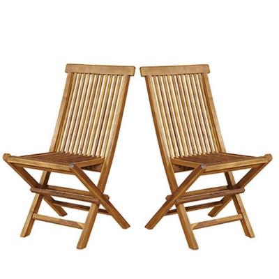 BALI Chaise de jardin en teck huil&eacute; massif pliante (lot de 2)