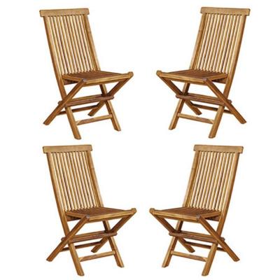 Lot de 4 chaises de Jardin Pliantes en Bois de Teck