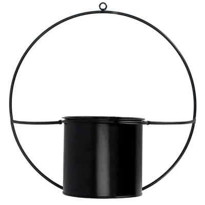 Jardini&egrave;re d&eacute;co ronde d'int&eacute;rieur en m&eacute;tal noir Fixation murale Noir