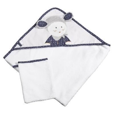 Sortie de bain b&eacute;b&eacute; et son gant merlin sauthon USSB1