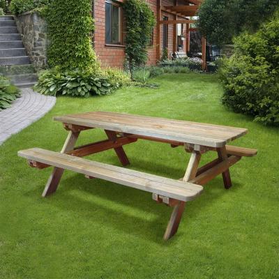 Table de pique-nique rectangulaire en bois 4/6 places Rambouillet