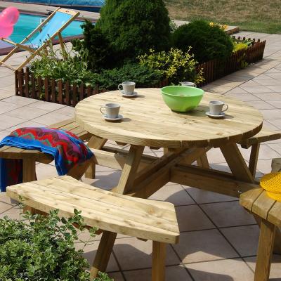 C&eacute;monjardin - Table pique-nique ronde en bois 4 places
