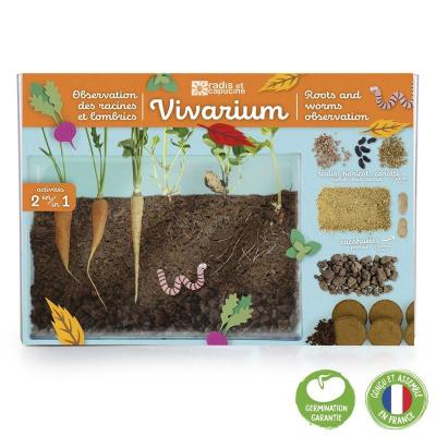 Vivarium observation racines et vers de terre - Radis et Capucine