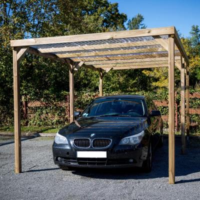 Foresta Carport bois autoclav&eacute; 14.91m&sup2;, toit plat avec t&ocirc;le PVC