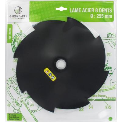 Lame acier 8 dents pour d&eacute;broussailleuse, dimensions coupe: 255mm
