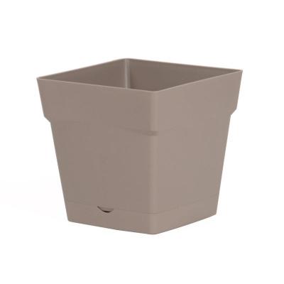 Pot carr&eacute; Toscane avec r&eacute;serve d'eau 17.4cm taupe