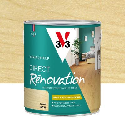 V33 Vitrificateur parquets, Direct R&eacute;novation, Incolore Satin, 2,5L