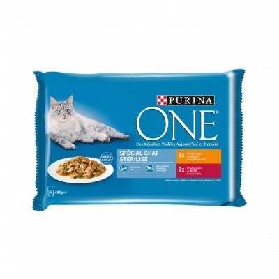 P&acirc;t&eacute;e Pour Chat St&eacute;rilis&eacute; Poulet&Boeuf Purina One - Les 4 Sachets De 85 G