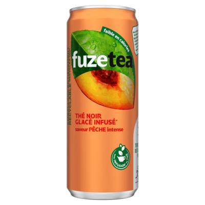FUZE TEA Boisson au th&eacute; saveur p&ecirc;che canette slim de 33 cl - Lot de 24