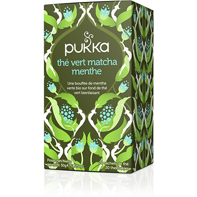 Pukka Ayurv&eacute;dique Th&eacute; Vert Matcha &agrave; la Menthe 20 sachets