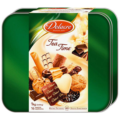 G&acirc;teaux assortiment delacre tea time - bo&icirc;te m&eacute;tal 1 kg - delacre