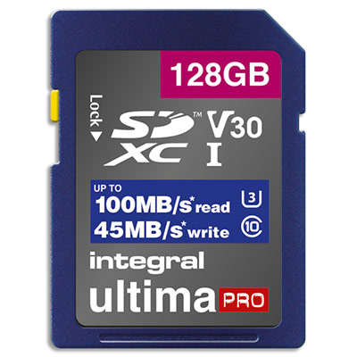 Integral 128GB SDHC/XC UHS1 U3 V30 Haute vitesse 100MB/S