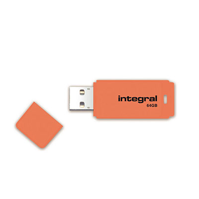 Cl&eacute; USB 2.0 Integral Neon 64 Go Orange 