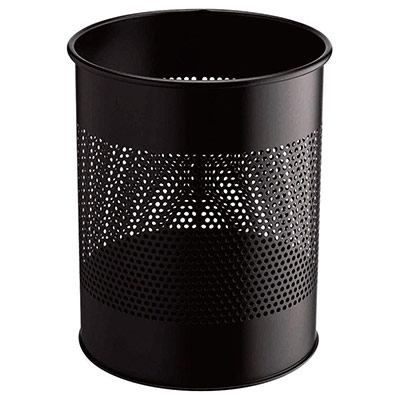 Corbeille &agrave; papier m&eacute;tal ajour&eacute;e - 15 litres - noir