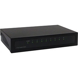 Switch R&eacute;seau Gigabit bo&icirc;tier m&eacute;tallique noir 8 ports