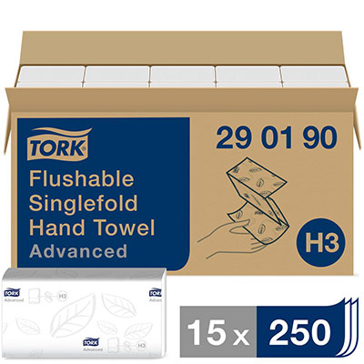 Essuie-mains tork d&eacute;litable 2 plis - carton de 15 paquets de 250