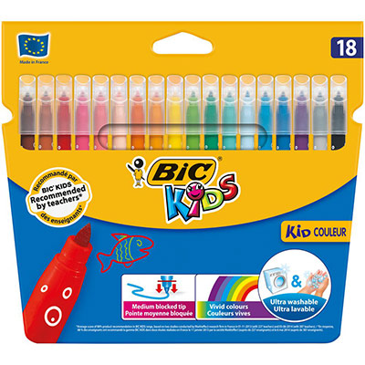 Bic - Kids Kid Couleur - Etui carton de 18 Feutres de coloriage
