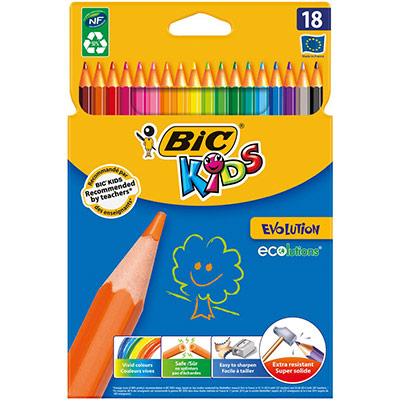 Pochette de 18 crayons de couleur Kids evolution - BIC