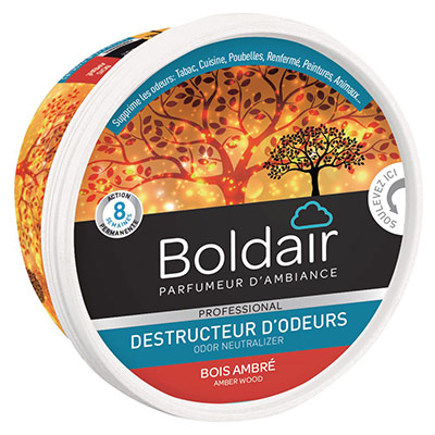 Pot 300g Gel destructeur d'odeurs bois ambr&eacute; -BOLDAIR