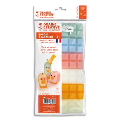 Bougie &agrave; modeler - 6 barres - Couleurs pastel - 240 g