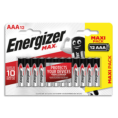 Pile Alcaline Aaa/lr3 1,5v Max Energizer - Le Lot De 12 Piles