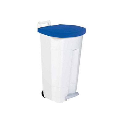 Poubelle 90 litres Rossignol tri s&eacute;lectif rectangle &agrave; p&eacute;dale bleue