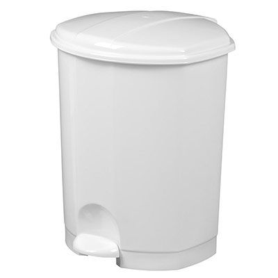 ROSSIGNOL Prima Poubelle Plastique P&eacute;dale 18L-Blanc, 30,5x30,1x39 cm