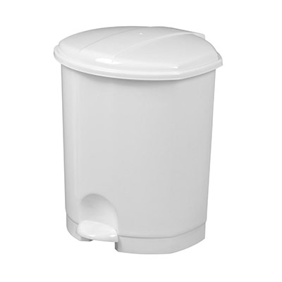 Poubelle &agrave; p&eacute;dale en plastique blanc 7 litres - blanc