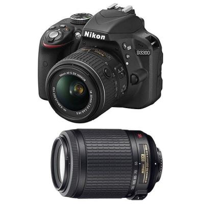 Reflex D3300 Noir + Objectif AF-S DX 18-55 mm VR II + Zoom AF-S DX 55-200 mm VR