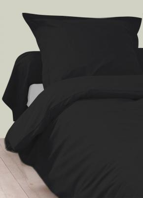 Housse de Couette Unie en 100 % Coton - Noir - 240 x 220 cm
