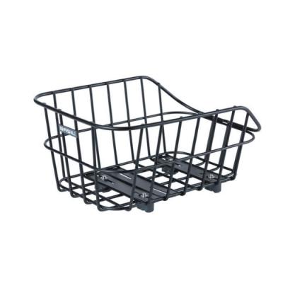 Panier V&eacute;lo Basil Cento en aluminium noir pour porte bagage, fixation 