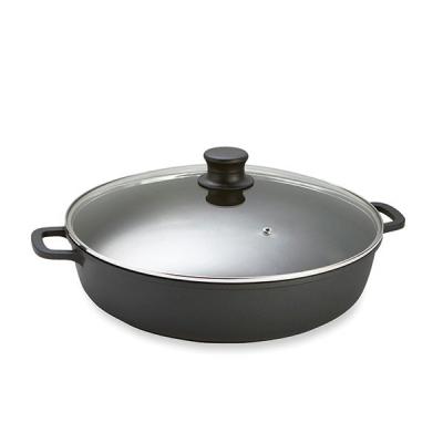 Faitout fonte avec couvercle en verre 36 cm noir Lacor