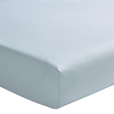 Drap housse uni PREMIERE en percale de coton Bleu Glacier 160x200 cm