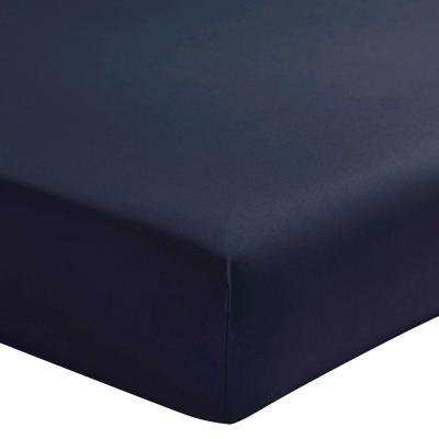 Essix - Percale coton Drap Housse Double Bleu Nuit - 2 x 80 x 200 cm