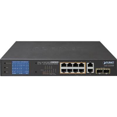 PLANET GSD-1222VHP SWITCH LCD 10P GIGABIT 8 PoE+ 120W & 2 SFP