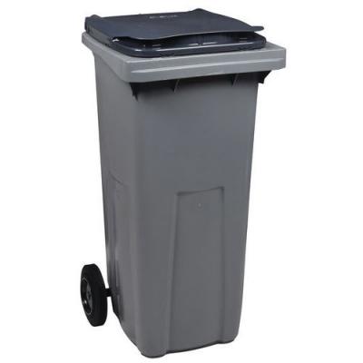 Conteneur 2 roues gris/gris 120 litres vidage par prise frontale