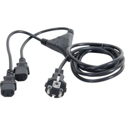 Cordon &eacute;lectrique en "Y" 1 x CEE7 droit / 2 x C13 - 1,8 m