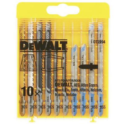 Jeu de 10 Lames de scie sauteuse pour bois et m&eacute;tal DeWALT DT2294-QZ