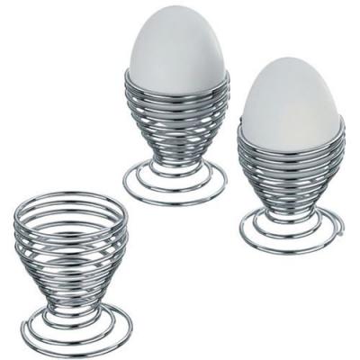 Lot de 4 coquetiers Spirale en m&eacute;tal - chrom&eacute;